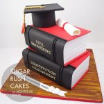 Stacked books graduation cake