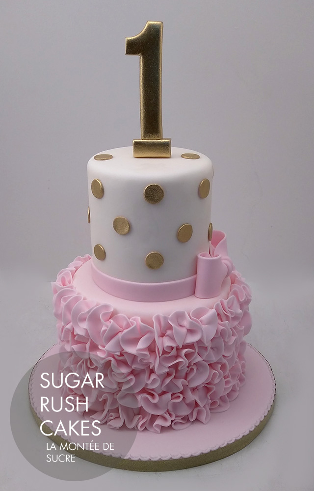 pink ruffles cake