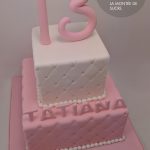 Pink 13 square cake